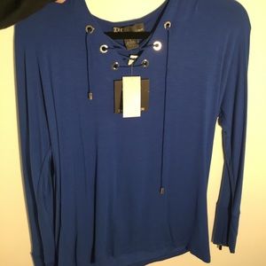 blue lace up long sleeve