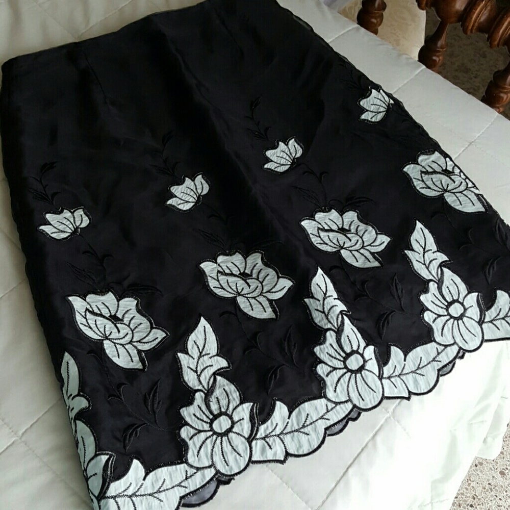 Black Skirt with Embroidery Detail