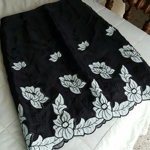 Black Skirt with Embroidery Detail