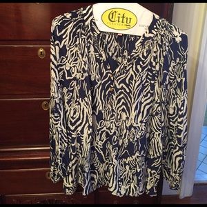 Lilly Pulitzer Navy Zebra Elsa Top