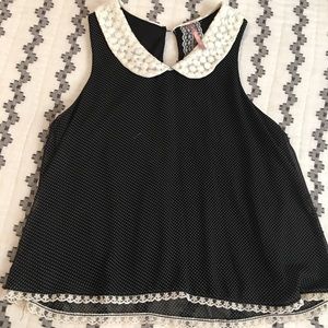 Anthropologie Peter Pan collar Polka dot top