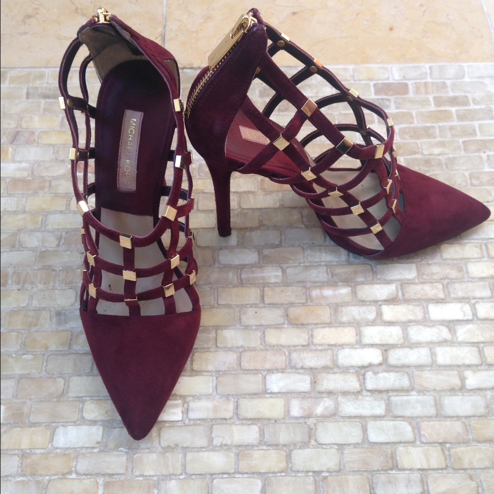 Michael Kors burgundy and gold heels