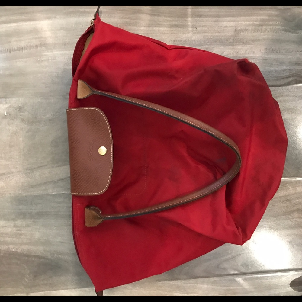 Long champ red bag