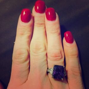 💍Sterling silver ring with purple setting 7😈👻