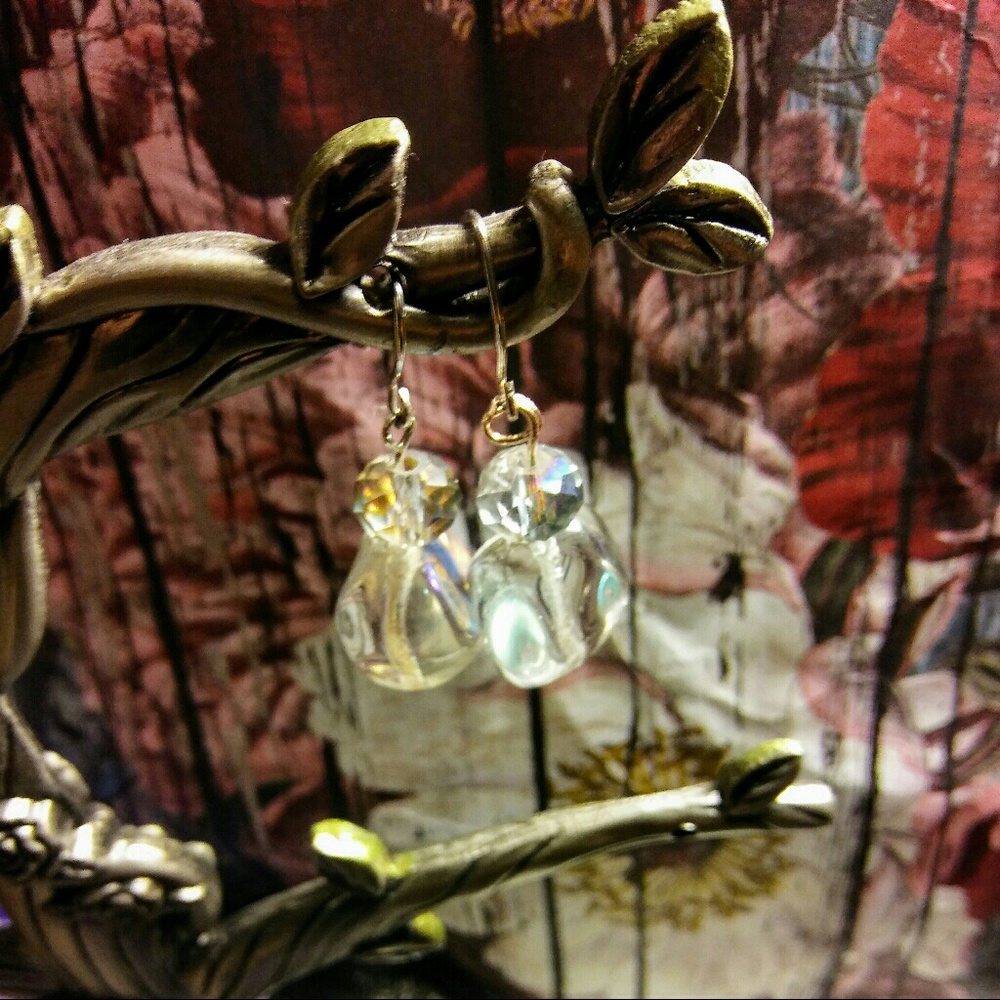 Handmade aurora borealis clear bead dangle