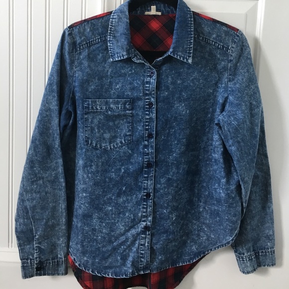 DENIM PLAID SHIRT - Picture 2 of 4