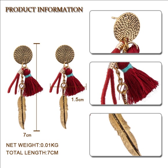 New White Hand Made Indian Gold Earrings - Picture 2 of 2