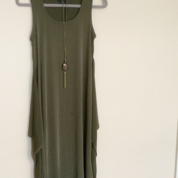 Sleeveless Tie Midi in Olive 50% OFF WAS $39 - Picture 4 of 6