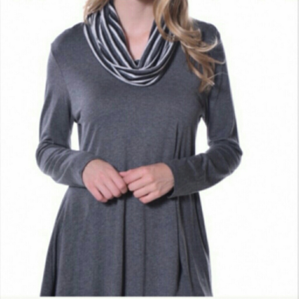 Asymmetrical Plus Cowl Neck Tunic-New