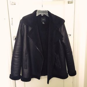 Forever 21 shearling lined faux leather jacket