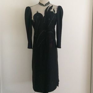 RARE 1980's GEISHA black + silver mesh dress M RARE 1980's GEISHA black + silver mesh dress M
