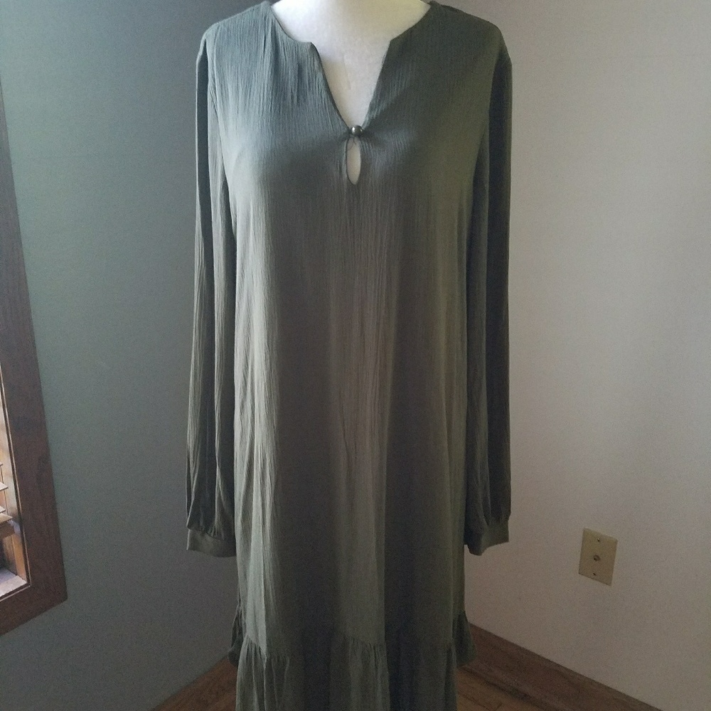 Olive green hi-low dress