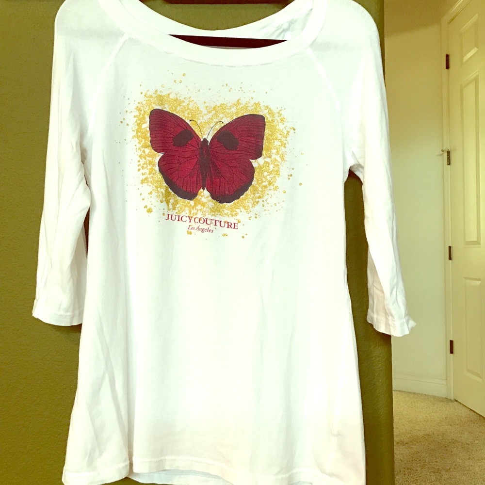 Juicy Couture Los Angeles 3/4 sleeve sparkly Tee