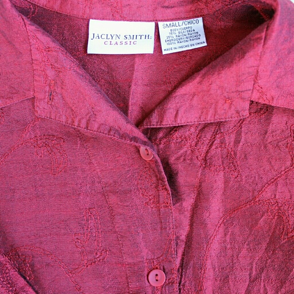 Jaclyn Smith Tops - Red Silk Embroidered Blouse Jaclyn Smith Tops - Red Silk Embroidered Blouse