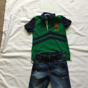 Polo shirt and Gap Bermuda shorts