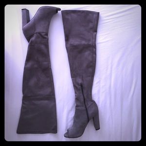 Faux sued thigh high boots