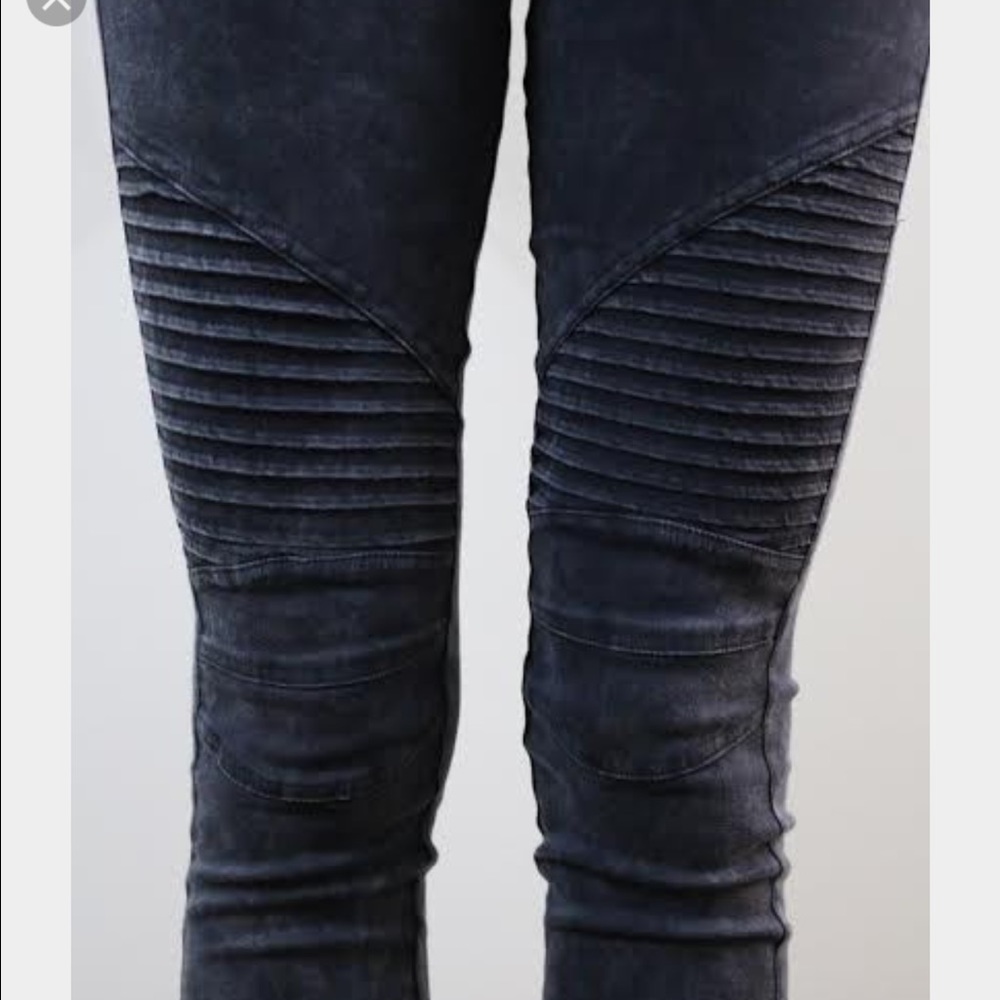 Jet black motor leggings