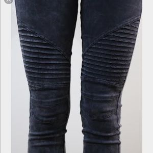 Jet black motor leggings