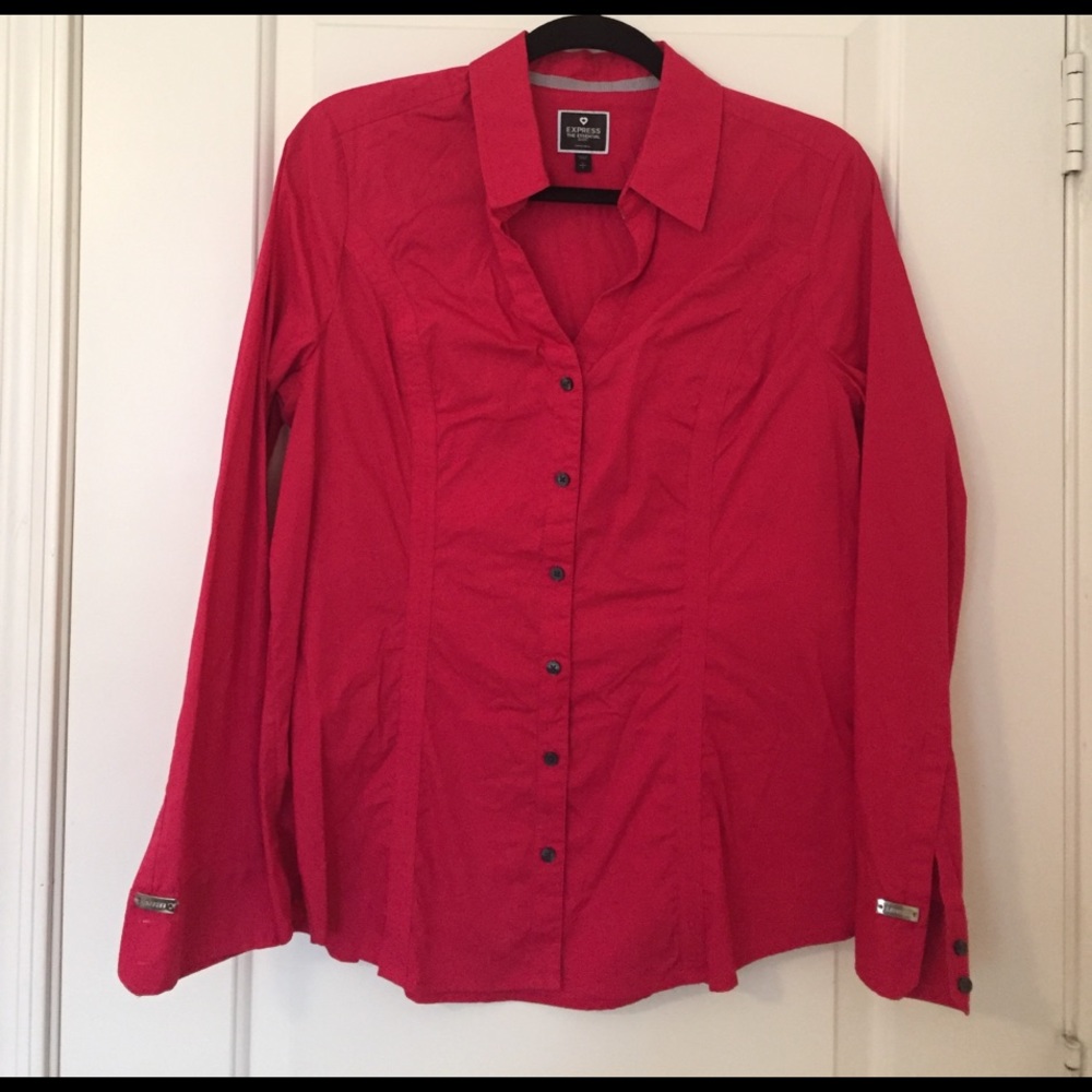 Very flattering bright pink button down