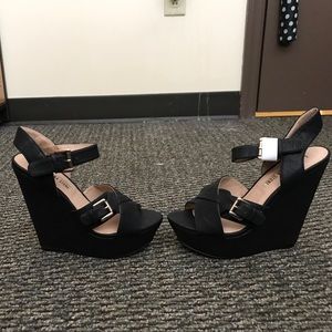 Black high heel wedges