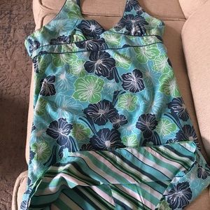 Reversible tropical halter dress