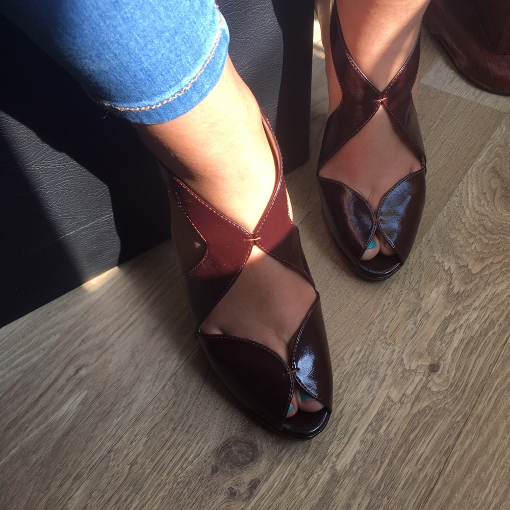 Never worn patent sandals