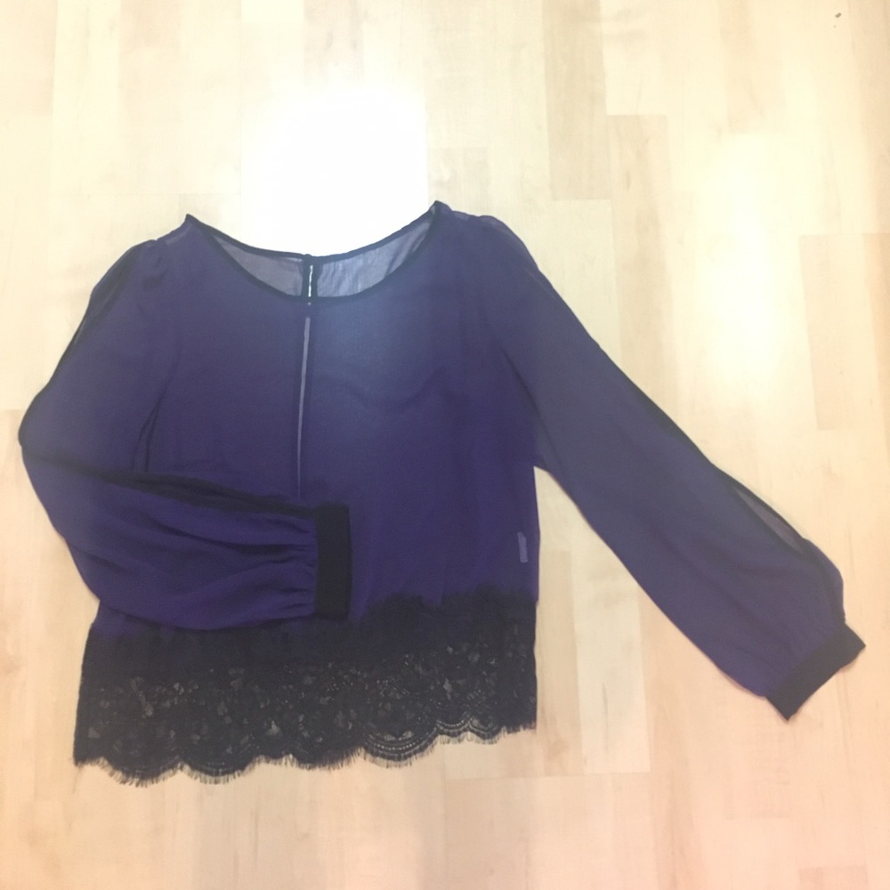 Purple Lace Trimmed Blouse