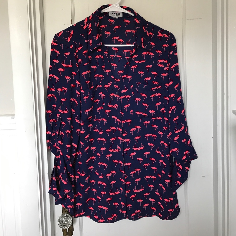 Flamingo print blouse