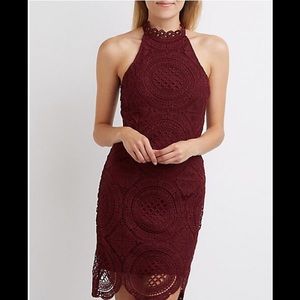 Crochet Mock Neck Bodycon Dress