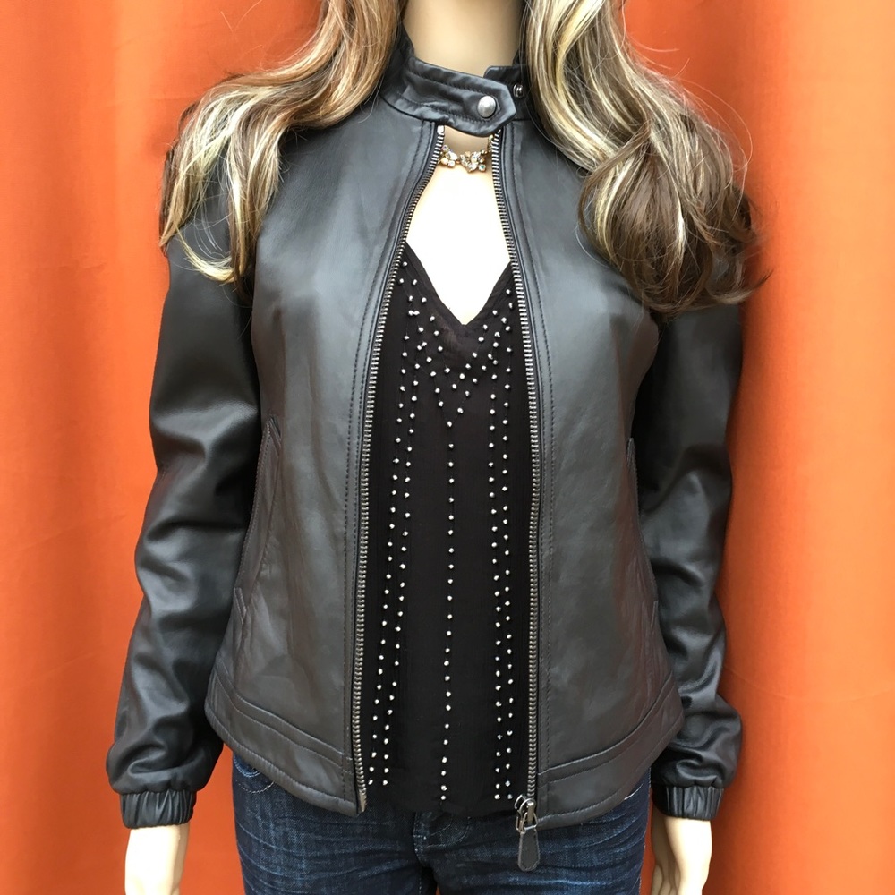 AUTHENTIC COACH BUTTER SOFT BLACK LEATHER BOMBER JACKET - Picture 6 of 8