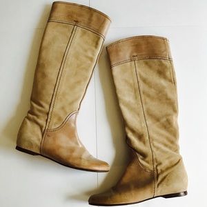 Chloe Suede & Leather Round Toe Knee High Boots
