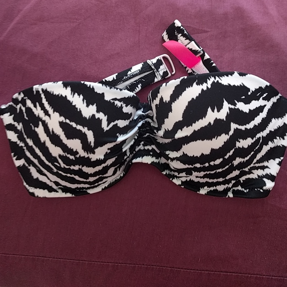 VS strapless zebra print bikini top