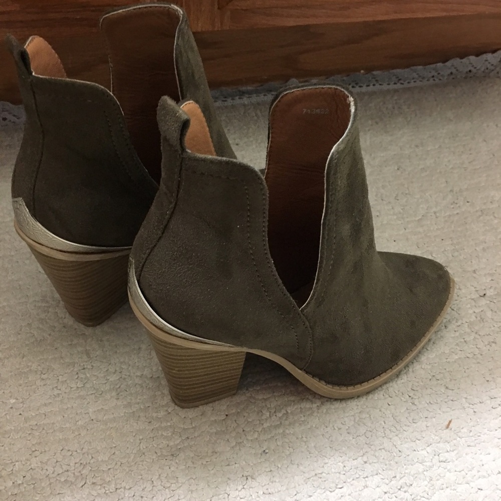 Olive faux swede booties