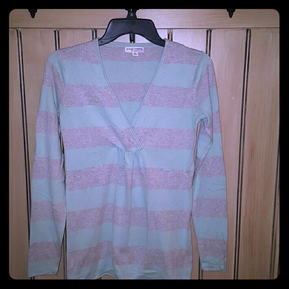 Seafoam Grean stripe maternity sweater