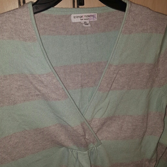 Seafoam Grean stripe maternity sweater - Picture 2 of 2