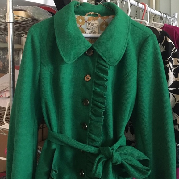 Tulle Jackets & Blazers - TULLE Emerald Green Ruffle Coat Sz XL
