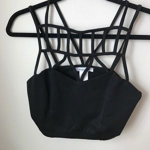 Black Strappy Crop Top