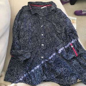 Navy patterned button up