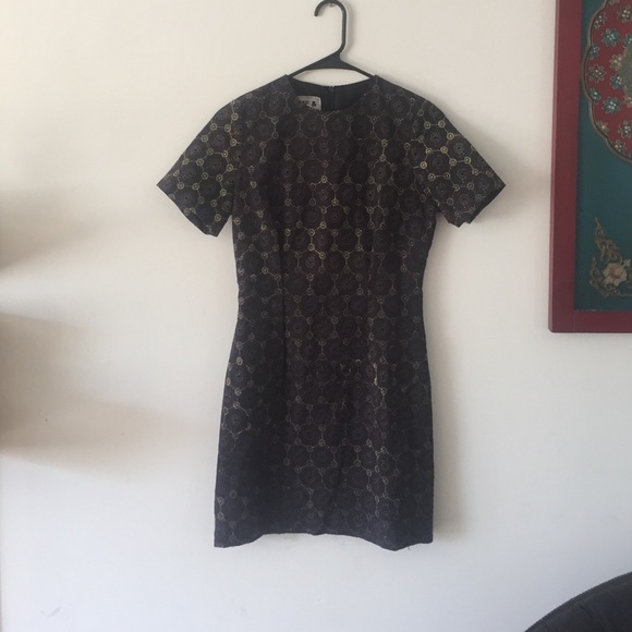 Designer Purple and Gold Business Dress - Picture 3 of 4