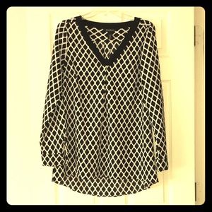 WHBM Black & White Blouse