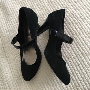 Black suede pumps