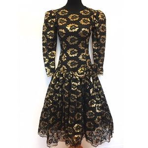 Vintage Dresses - Gorgeous vintage 80's dress gold lace Vintage Dresses - Gorgeous vintage 80's dress gold lace