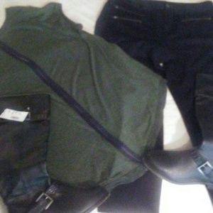 Matt M khaki green/black back zip shirt