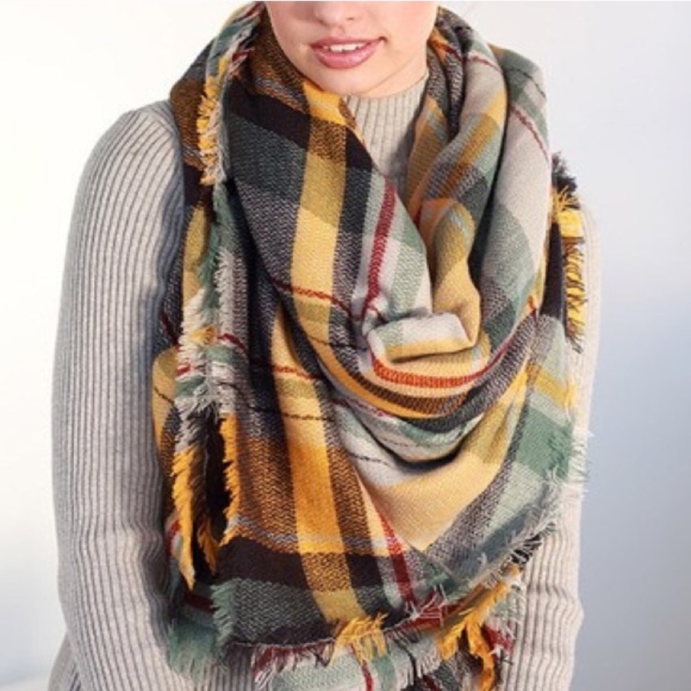 Large Plaid Blanket Scarf