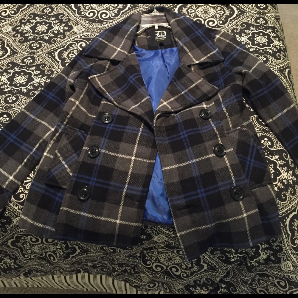 Blue and gray pea coat!