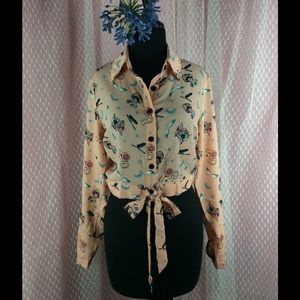Forever 21 Peach 60's Style Retro Blouse