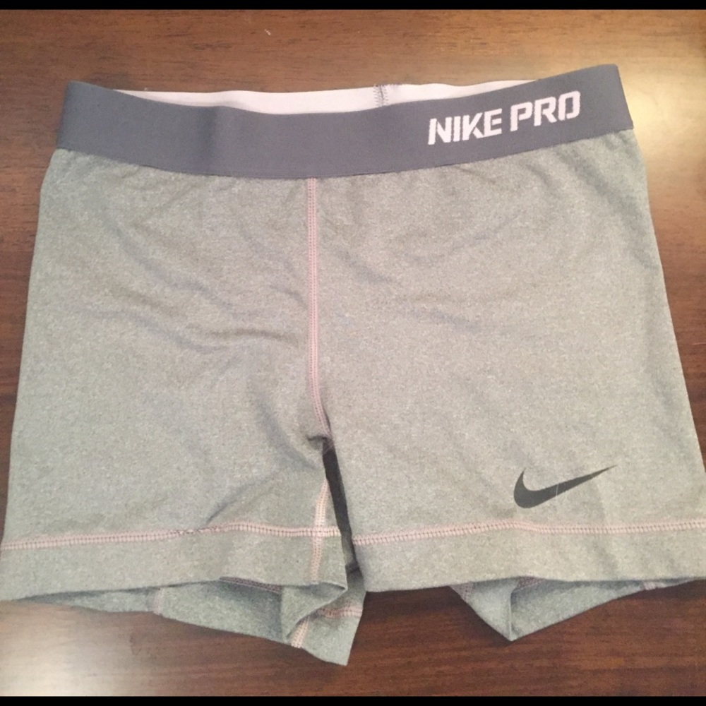 Gray fitted Nike pro shorts