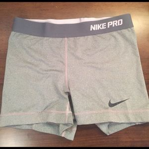 Gray fitted Nike pro shorts