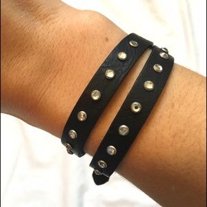 Miss Me leather studded wrap around bracelet
