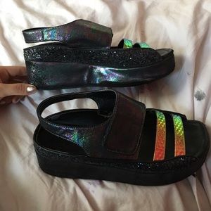 The cutest super sparkly chunky  sandals!